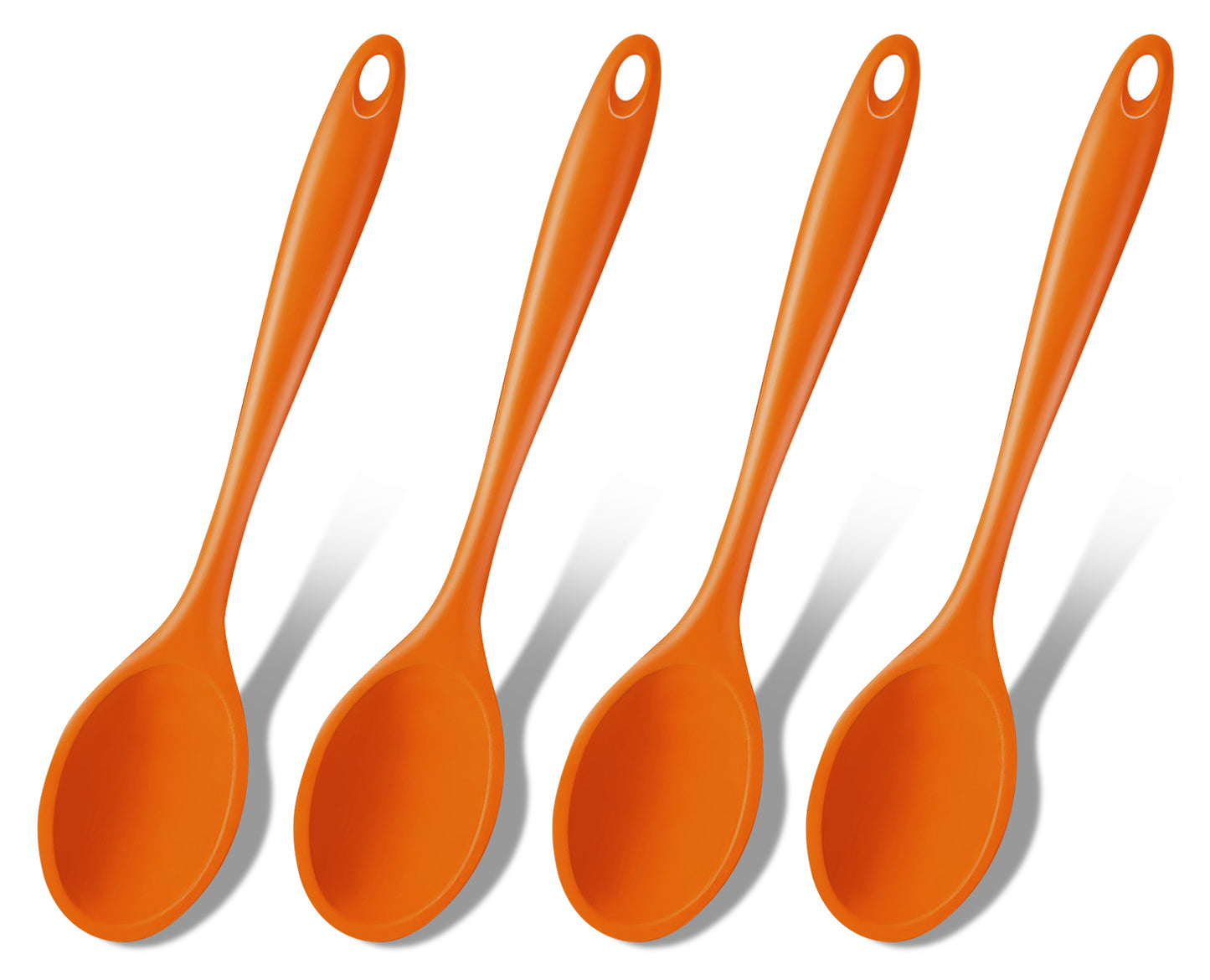 GEEKHOM Silicone Cooking Spoons, 2 Pcs, 11", Heat Resistant, for Cooking, Black