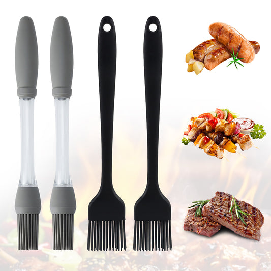 GEEKHOM Silicone Basting Brushes Set, Heat Resistant, for BBQ, Baking, 4 Pack, Black