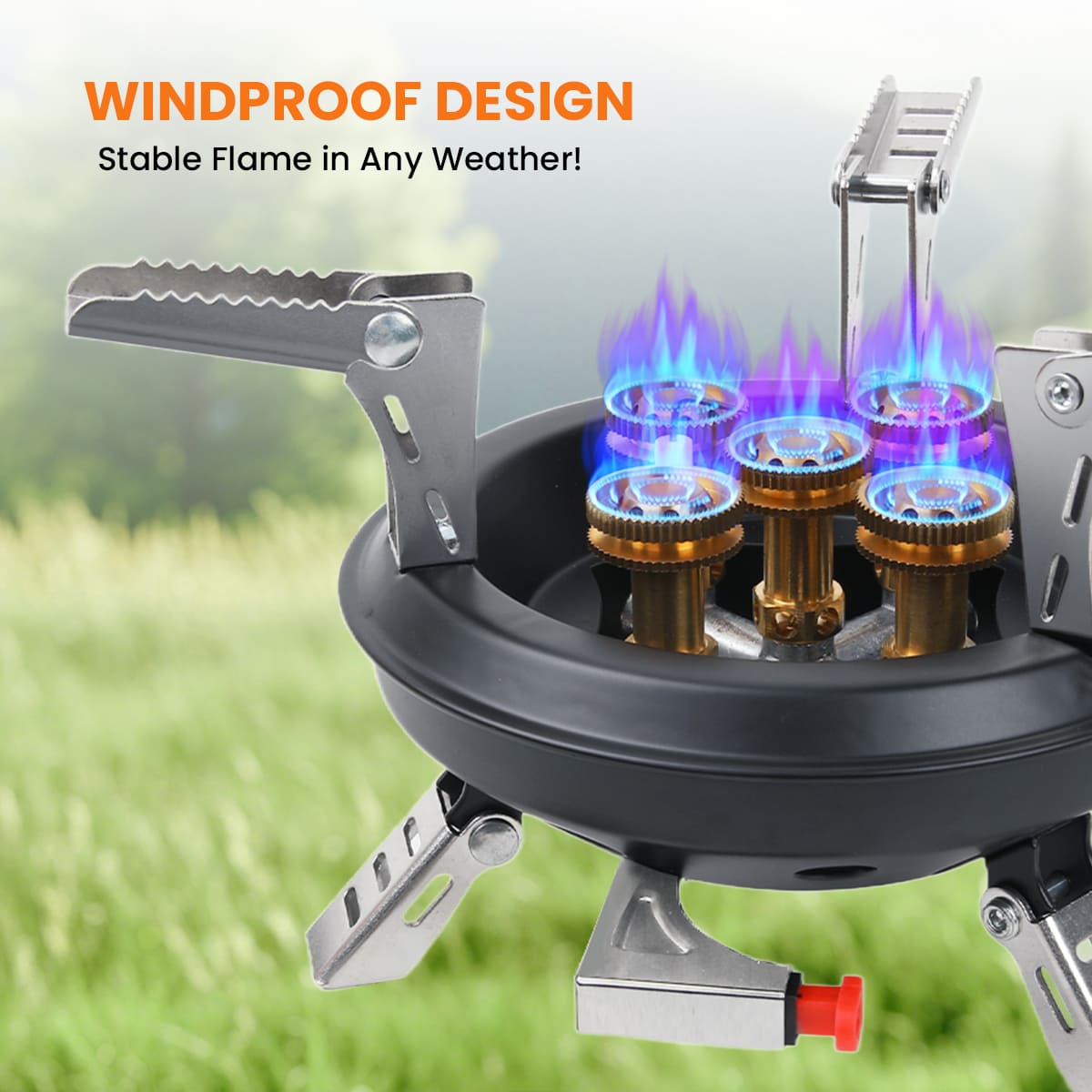 GEEKHOM 16000W Portable Camping Stove, Windproof, Foldable, Propane Adapter, Outdoor Cooking