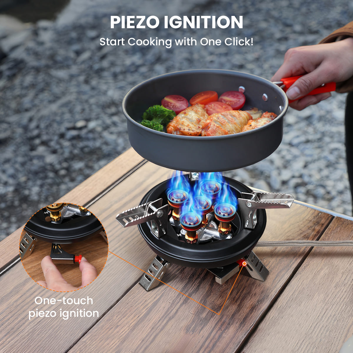 GEEKHOM 16000W Portable Camping Stove, Windproof, Foldable, Propane Adapter, Outdoor Cooking