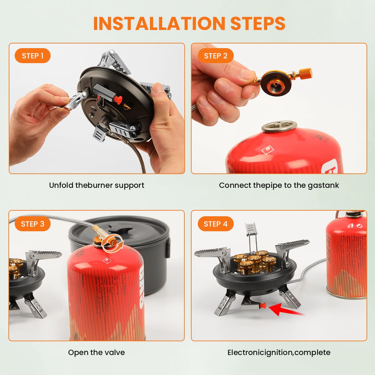 GEEKHOM 16000W Portable Camping Stove, Windproof, Foldable, Propane Adapter, Outdoor Cooking