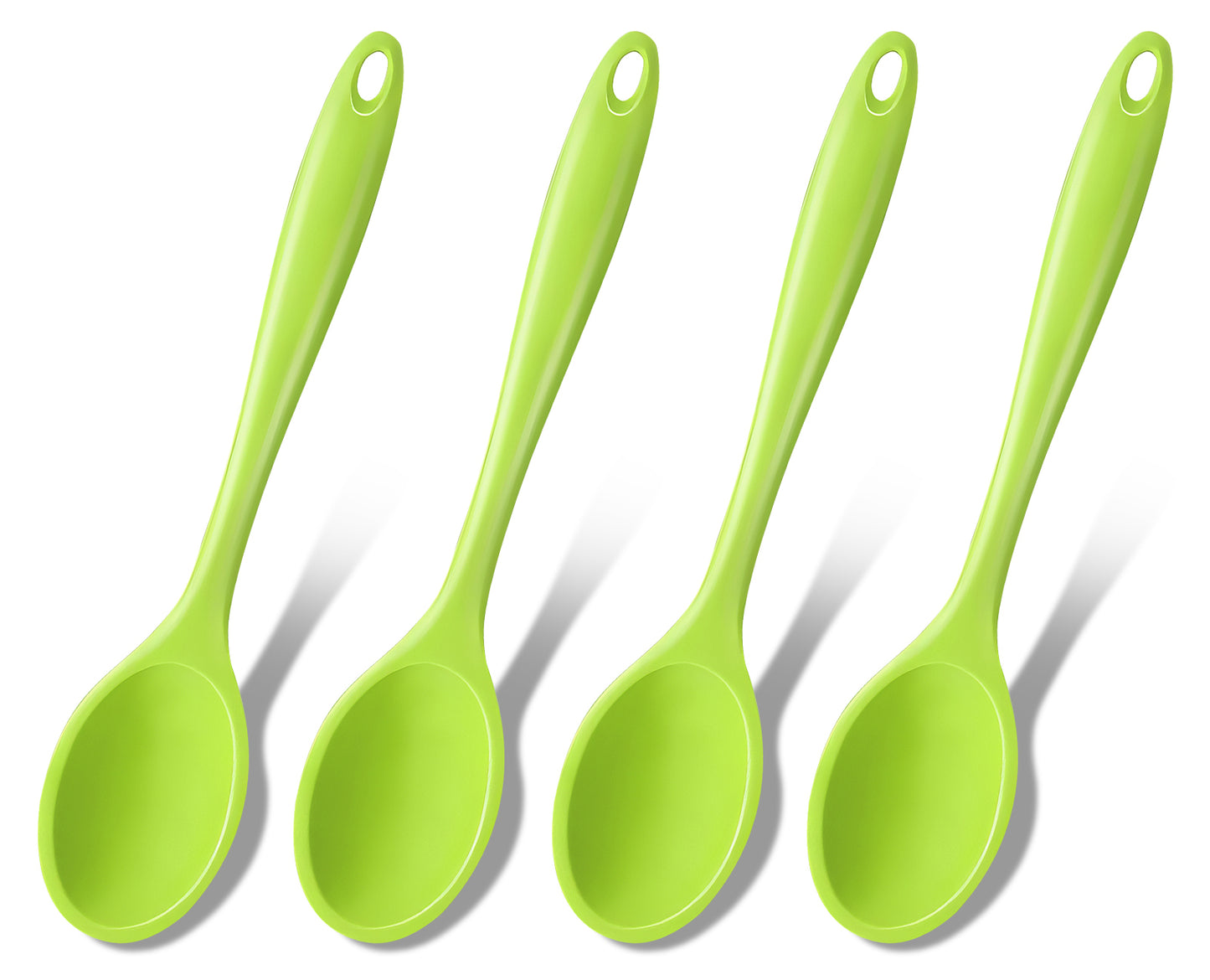 GEEKHOM Silicone Cooking Spoons, 2 Pcs, 11", Heat Resistant, for Cooking, Black