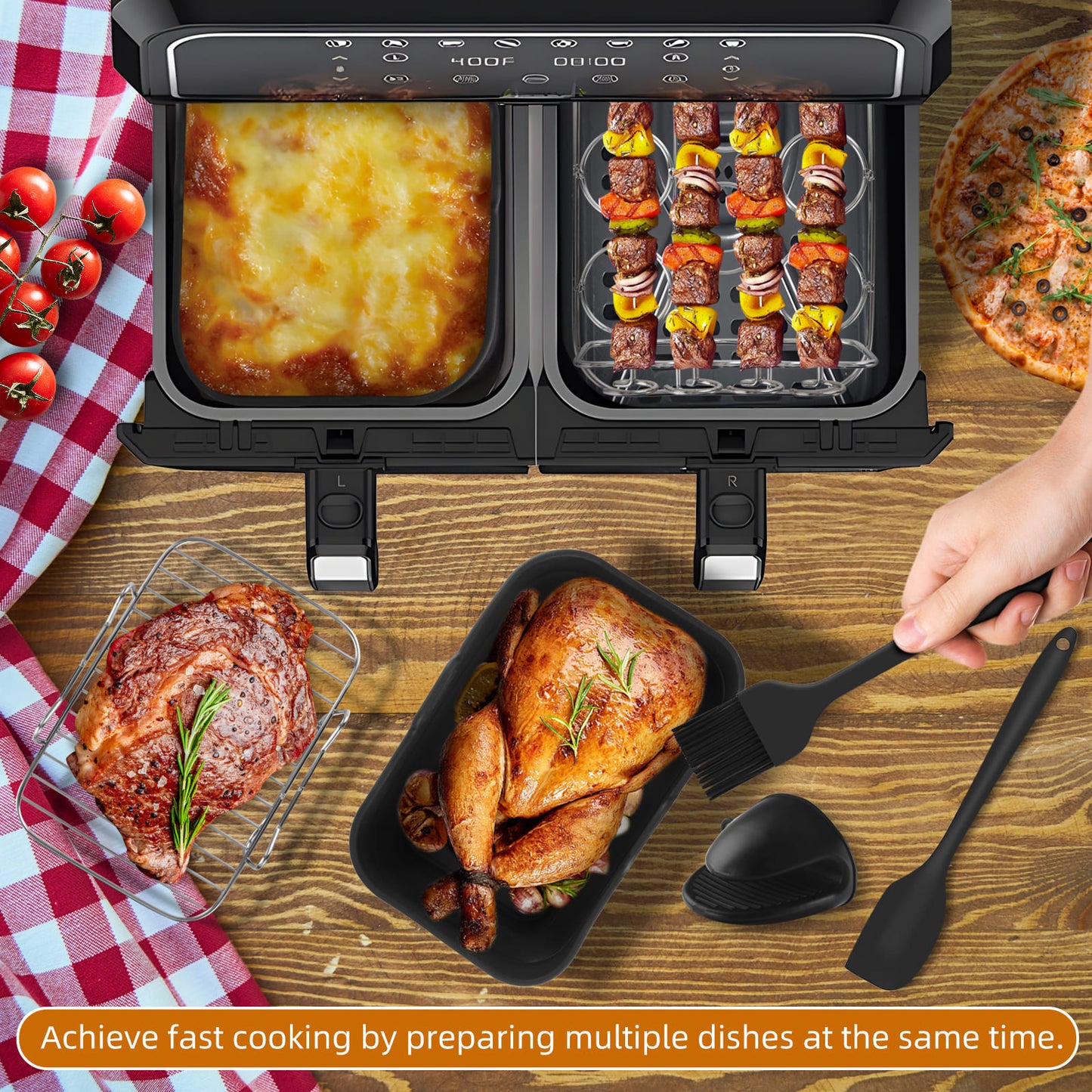 GEEKHOM 8PCS Air Fryer Accessories, for 8” Round, Oven/Microwave