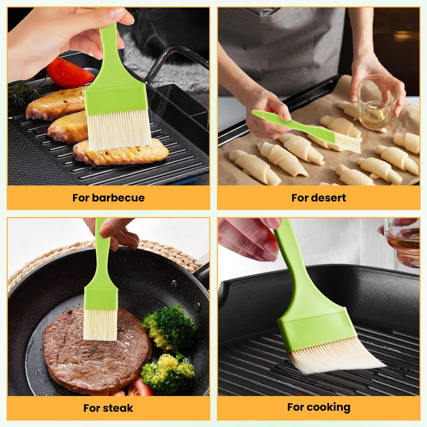 GEEKHOM Basting Brushes, Heat Resistant, for BBQ/Baking, Green
