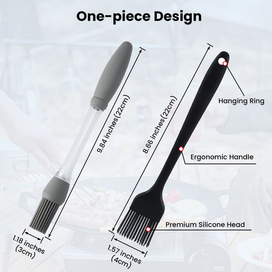 GEEKHOM Silicone Basting Brushes Set, Heat Resistant, for BBQ, Baking, 4 Pack, Black