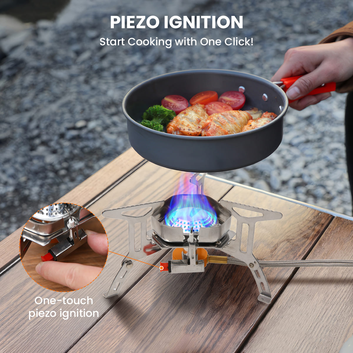 GEEKHOM Portable Camping Stove, 3800W, Windproof, Foldable, Outdoor Cooking