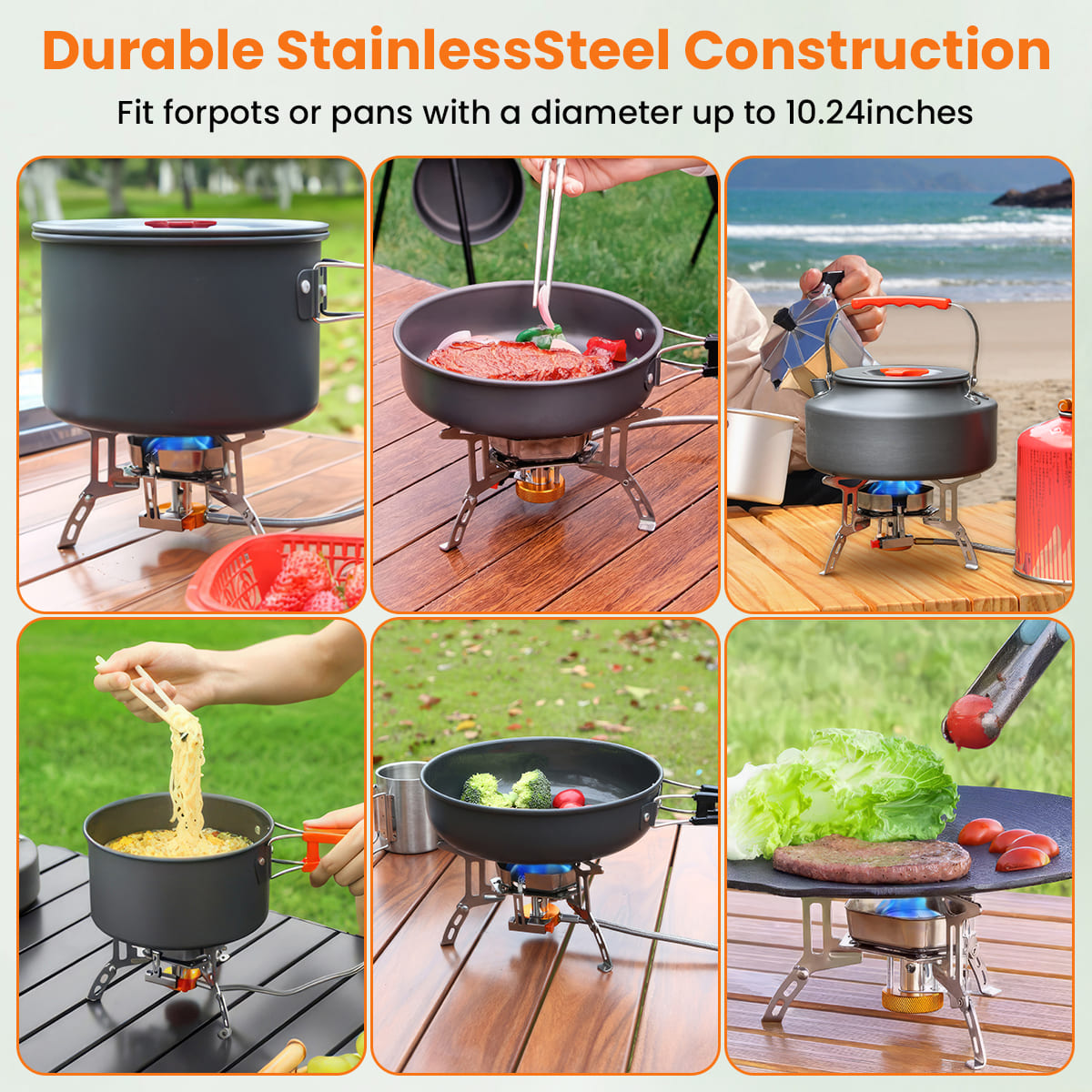 GEEKHOM Portable Camping Stove, 3800W, Windproof, Foldable, Outdoor Cooking