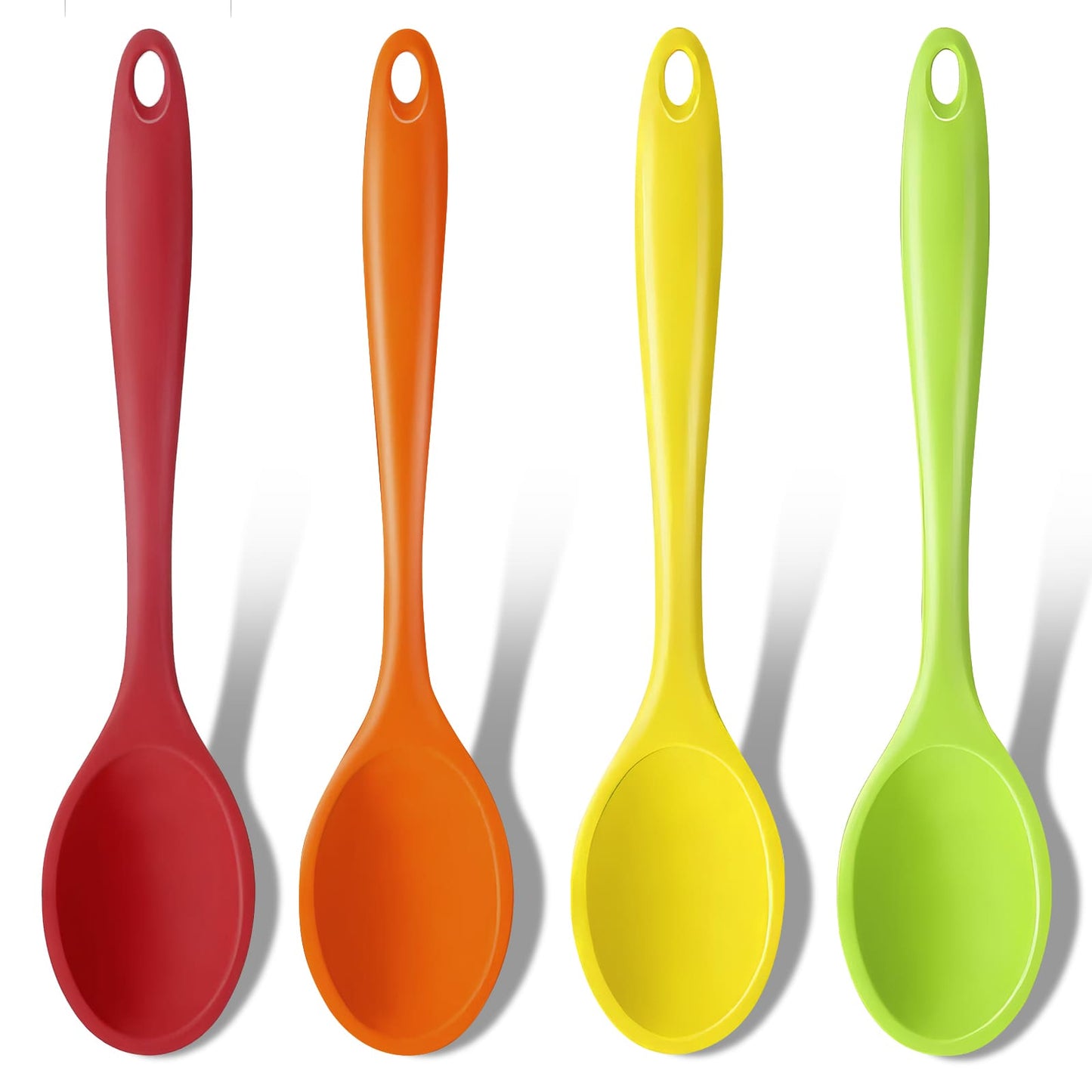 GEEKHOM Silicone Cooking Spoons, 2 Pcs, 11", Heat Resistant, for Cooking, Black
