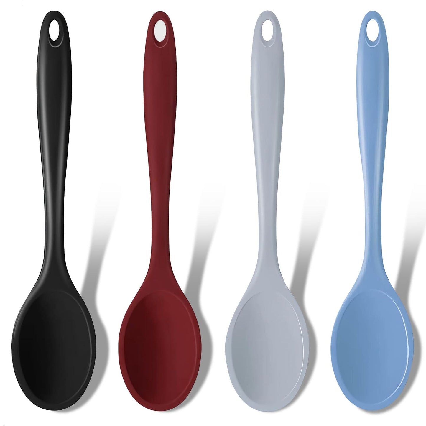 GEEKHOM Silicone Cooking Spoons, 2 Pcs, 11", Heat Resistant, for Cooking, Black