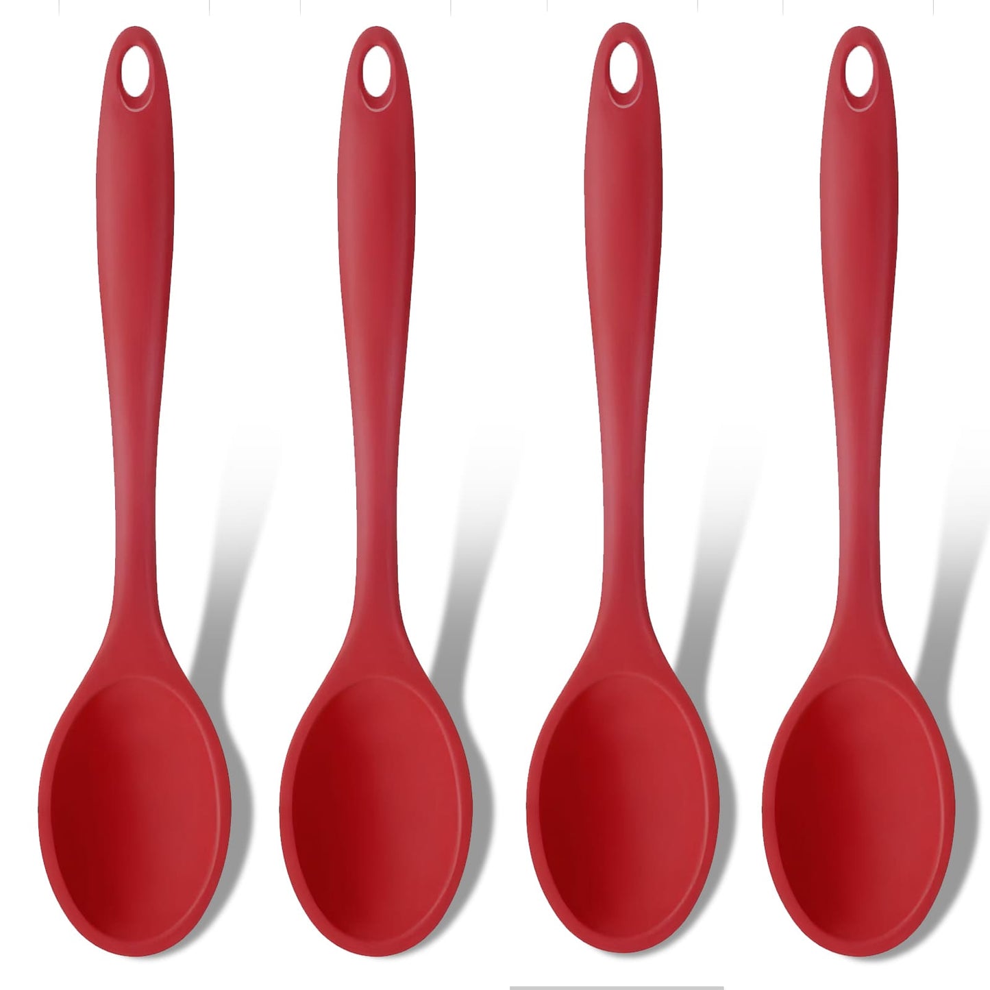 GEEKHOM Silicone Cooking Spoons, 2 Pcs, 11", Heat Resistant, for Cooking, Black