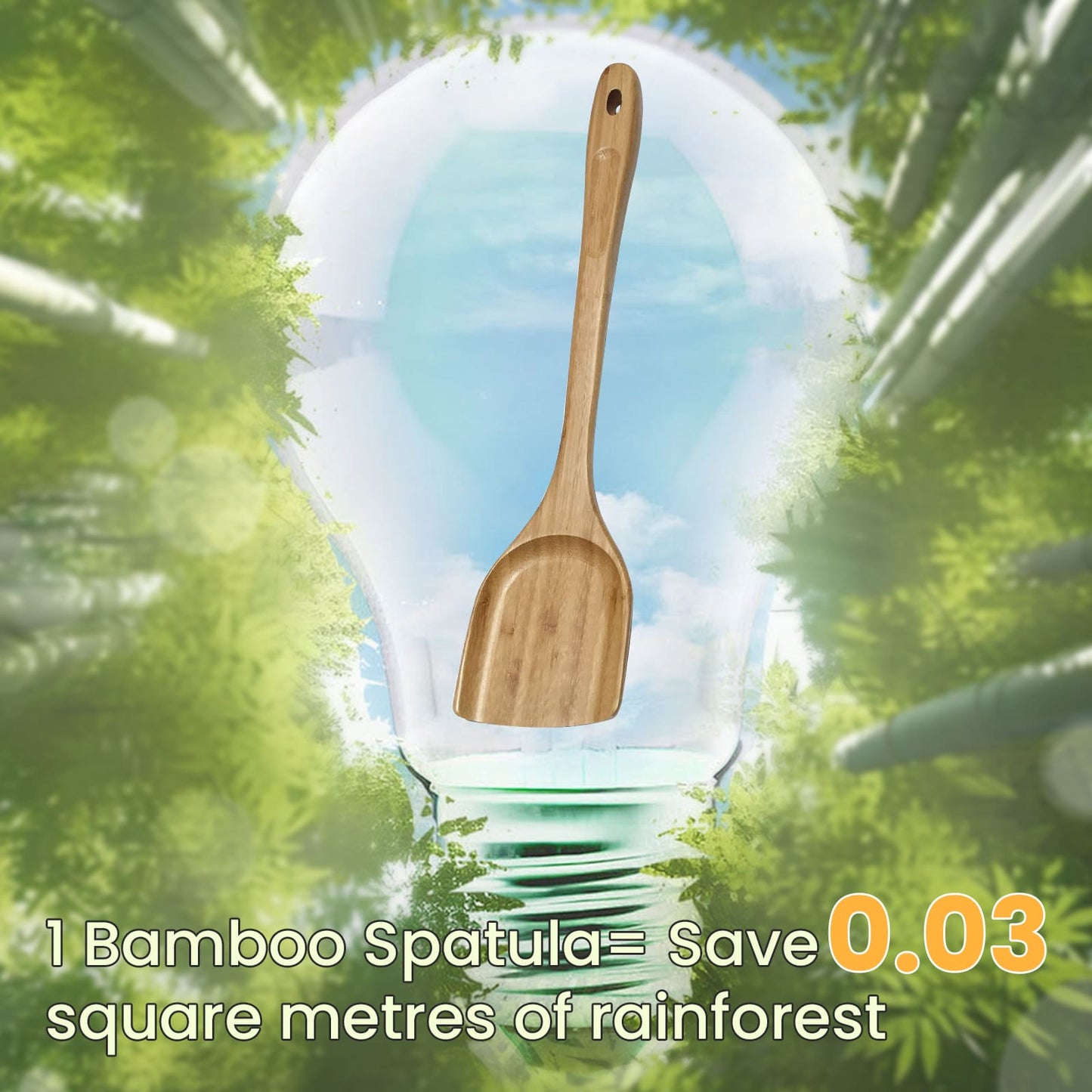 GEEKHOM Bamboo Spatulas, 13 Inch, 2 Pack, for Nonstick Cookware, Cooking Stirring, Flipping
