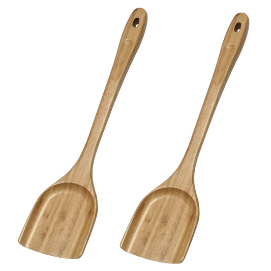 GEEKHOM Bamboo Spatulas, 13 Inch, 2 Pack, for Nonstick Cookware, Cooking Stirring, Flipping