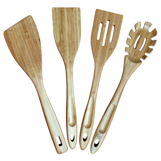 GEEKHOM 4 - Pack Bamboo Spatulas, 13 Inch, for Nonstick Cookware, Cooking & Flipping