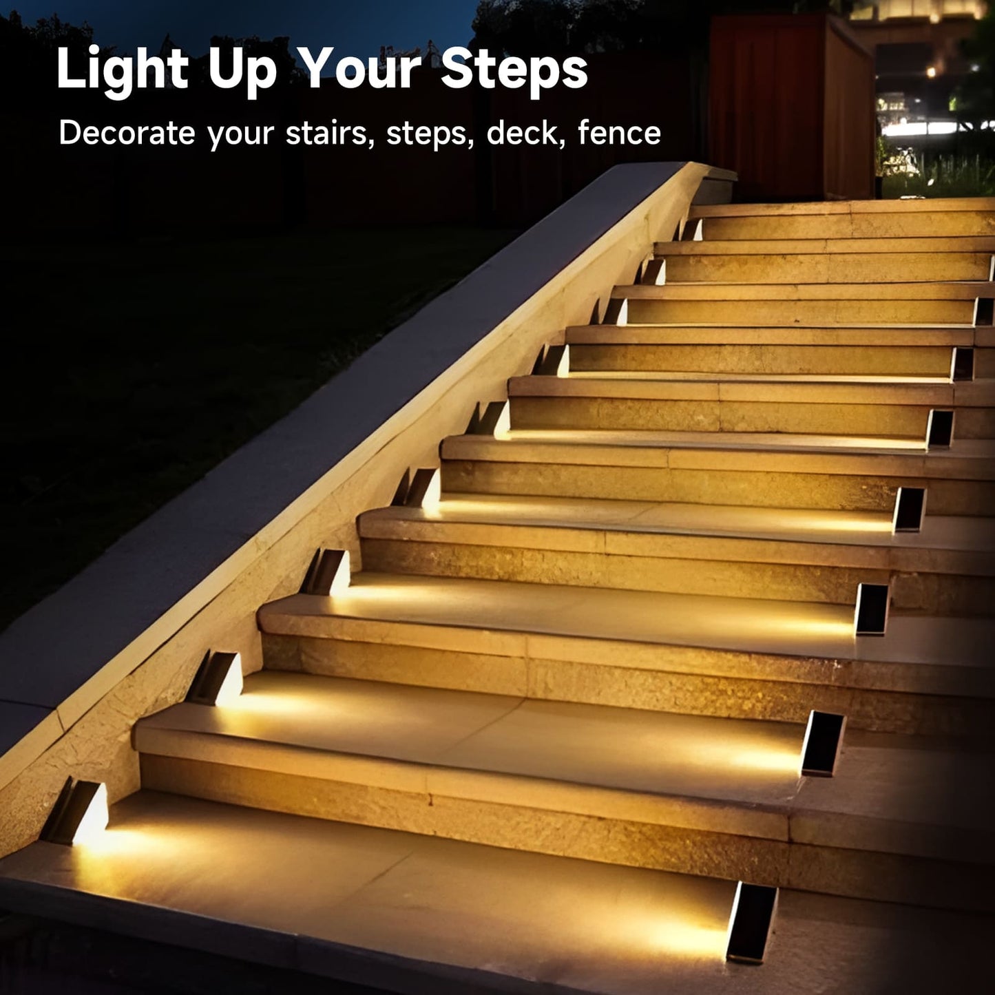 GEEKHOM Solar Step Lights, 12 Pack, Waterproof, Warm White & RGB, Auto-On/Off, for Outdoor
