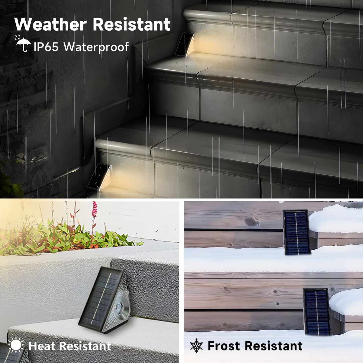 GEEKHOM Solar Step Lights, 12 Pack, Waterproof, Warm White & RGB, Auto-On/Off, for Outdoor