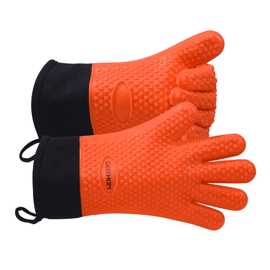GEEKHOM BBQ Gloves, Heat Resistant, Silicone, Waterproof, Non-Slip, for Cooking