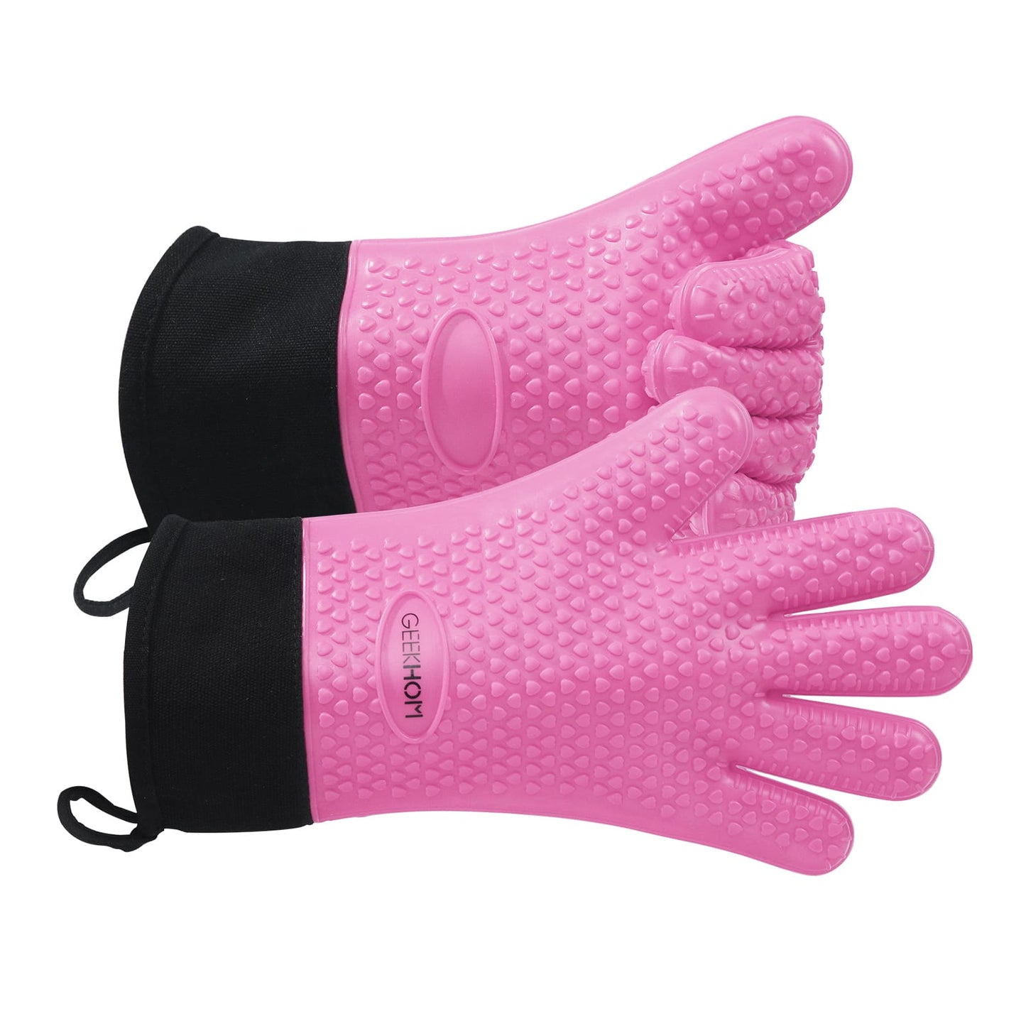 GEEKHOM BBQ Gloves, Heat Resistant, Silicone, Waterproof, Non-Slip, for Cooking