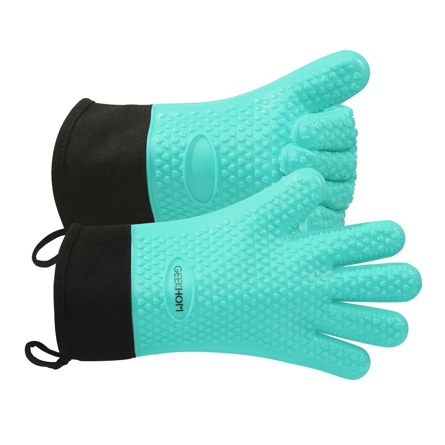 GEEKHOM BBQ Gloves, Heat Resistant, Silicone, Waterproof, Non-Slip, for Cooking
