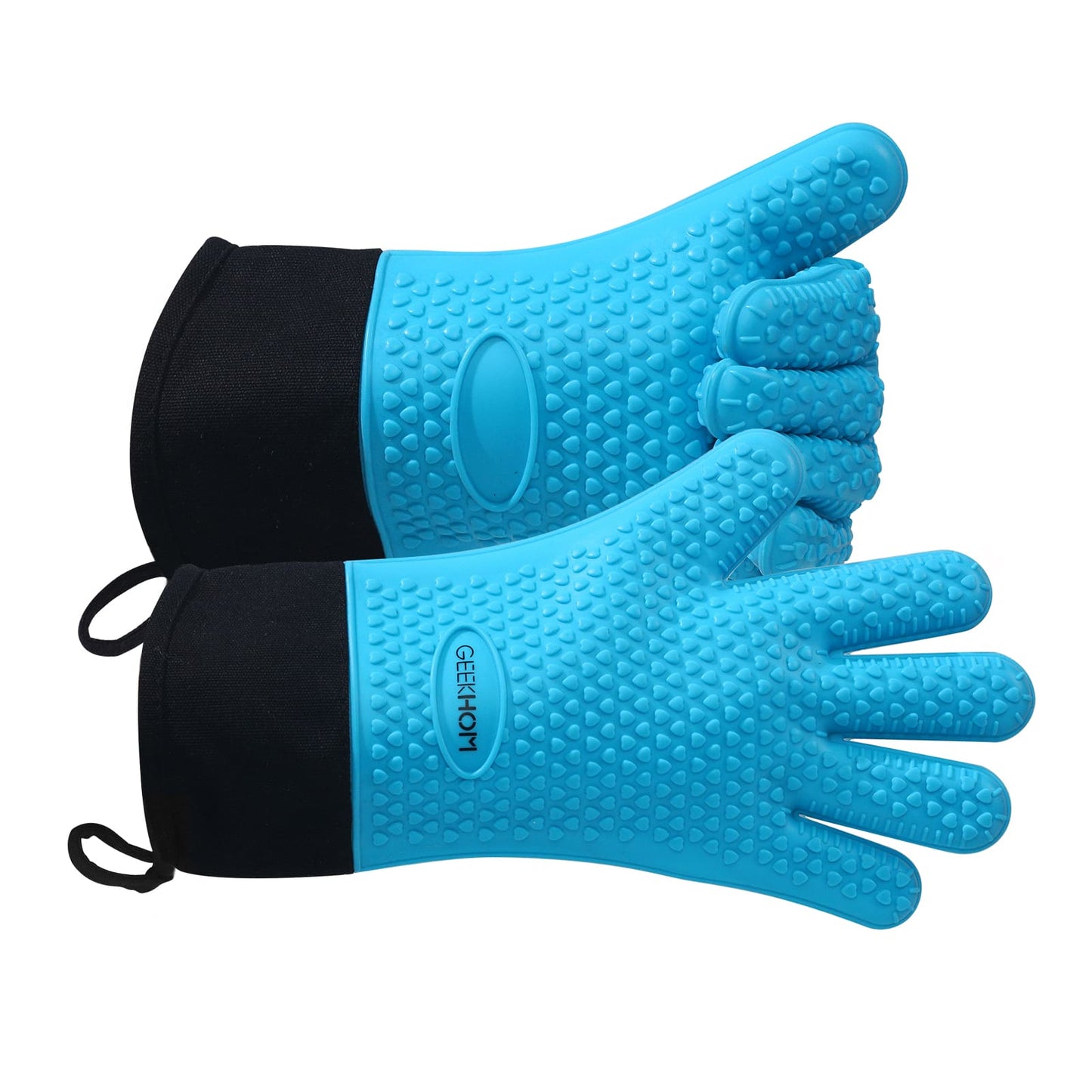 GEEKHOM BBQ Gloves, Heat Resistant, Silicone, Waterproof, Non-Slip, for Cooking