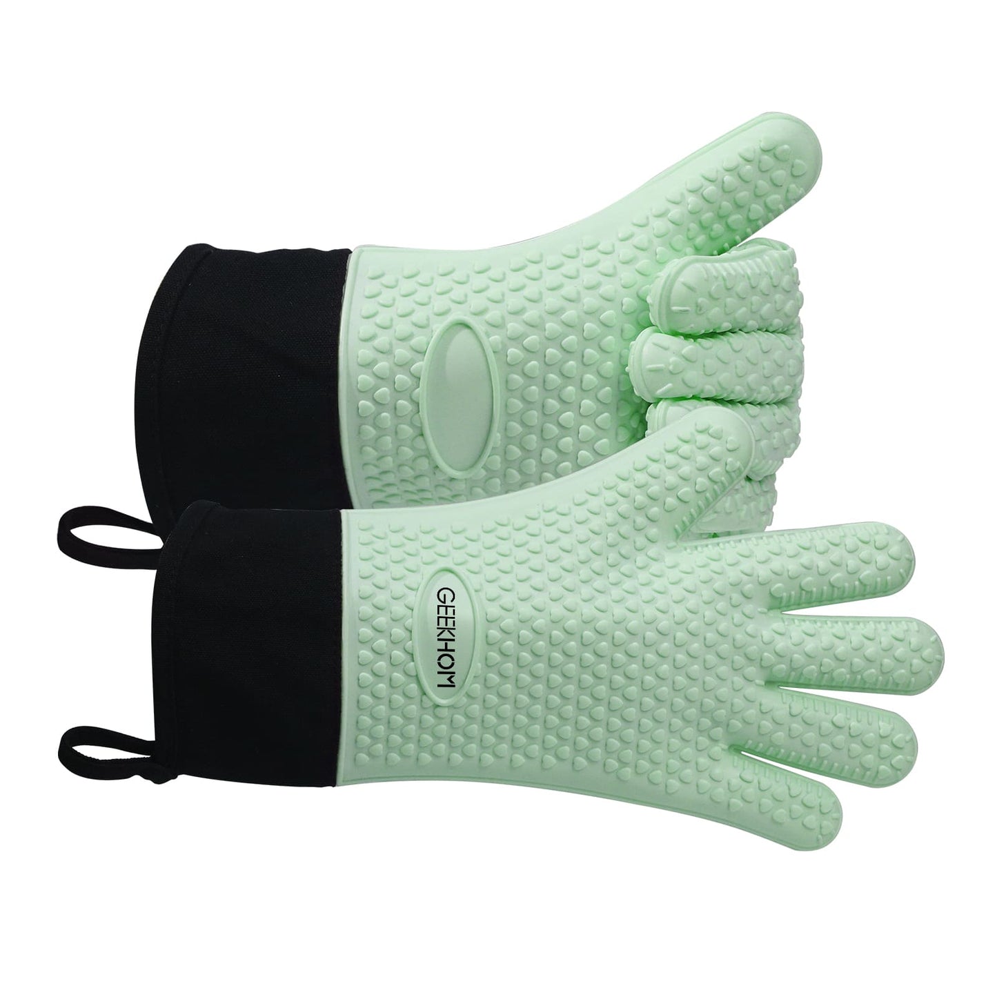 GEEKHOM BBQ Gloves, Heat Resistant, Silicone, Waterproof, Non-Slip, for Cooking