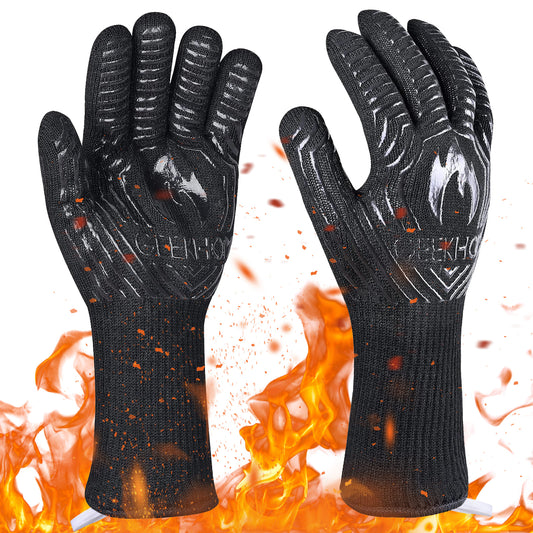 GEEKHOM BBQ Gloves, 1472℉ Heat Resistant, Non-Slip, Kitchen Safe