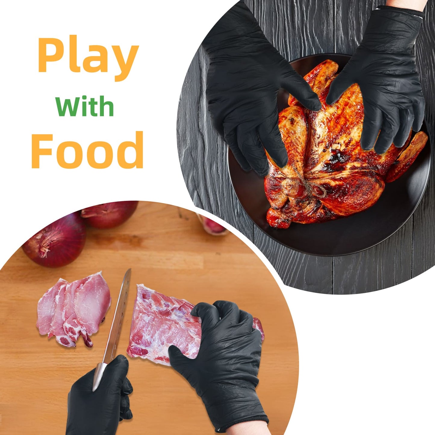 GEEKHOM BBQ Gloves Set, 100PCS, Reusable, Nitrile & Cotton, Heat Resistant