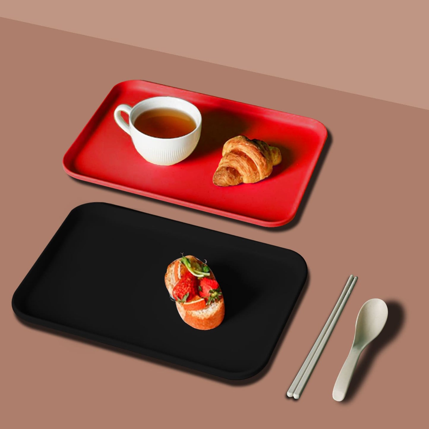 GEEKHOM Foodservice Trays, 2pcs Rectangular, Sturdy Plastic, for Restaurant, Party