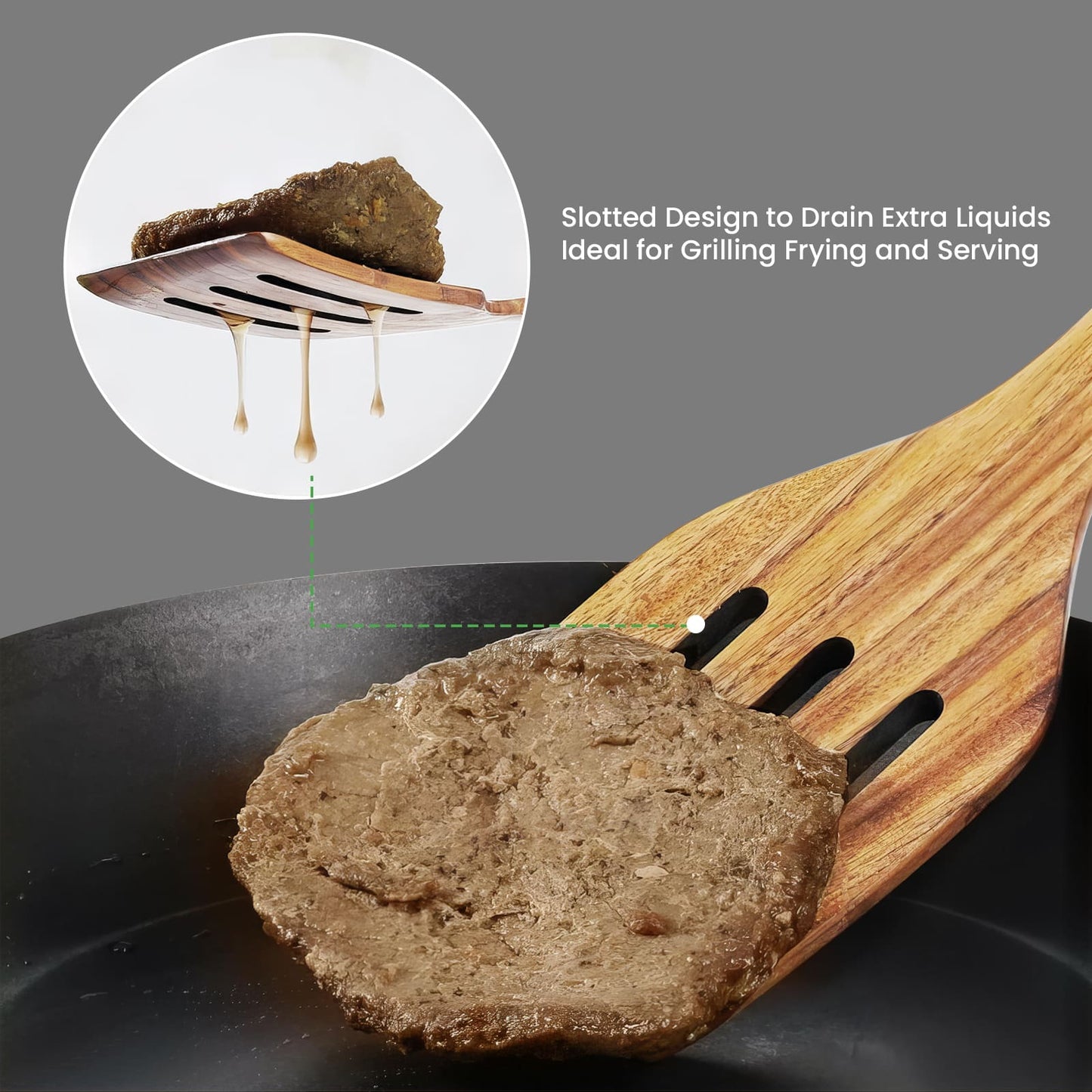 GEEKHOM Bamboo Spatulas, 13 Inch, 2 Pack, for Nonstick, Wok Turners, Pancake Fish Egg
