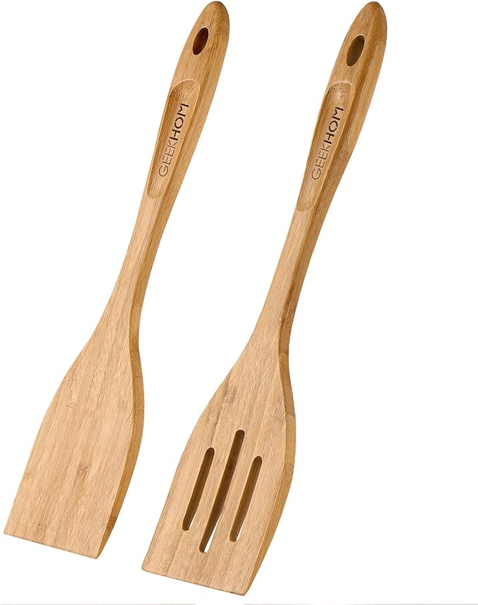 GEEKHOM BBQ Gloves, 1472℉ Heat Resistant, Non-Slip, Kitchen Safe and Bamboo Spatulas
