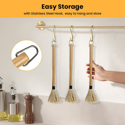 GEEKHOM Grill Basting Mop, Wood Handle, Replacement Heads, 18+14inch