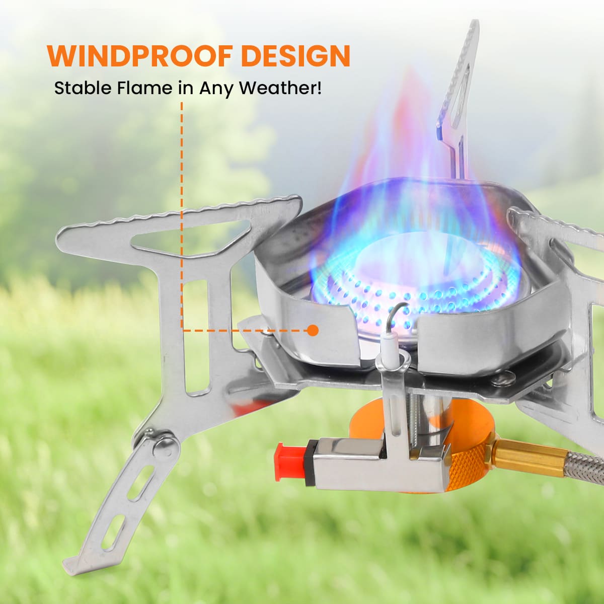GEEKHOM Portable Camping Stove, 3800W, Windproof, Foldable, Outdoor Cooking
