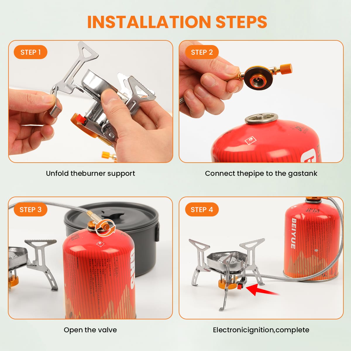 GEEKHOM Portable Camping Stove, 3800W, Windproof, Foldable, Outdoor Cooking