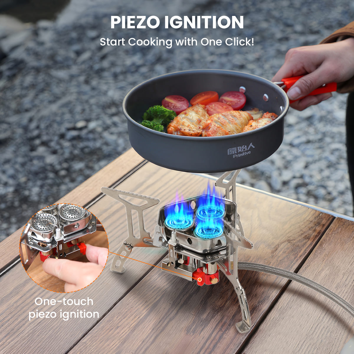 GEEKHOM 6800W Portable Camping Stove, Windproof, Foldable, Propane Adapter, Outdoor Cooking
