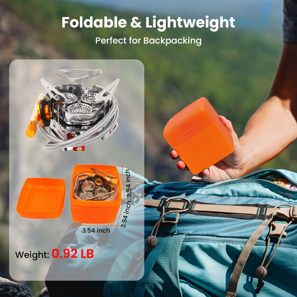 GEEKHOM 6800W Portable Camping Stove, Windproof, Foldable, Propane Adapter, Outdoor Cooking