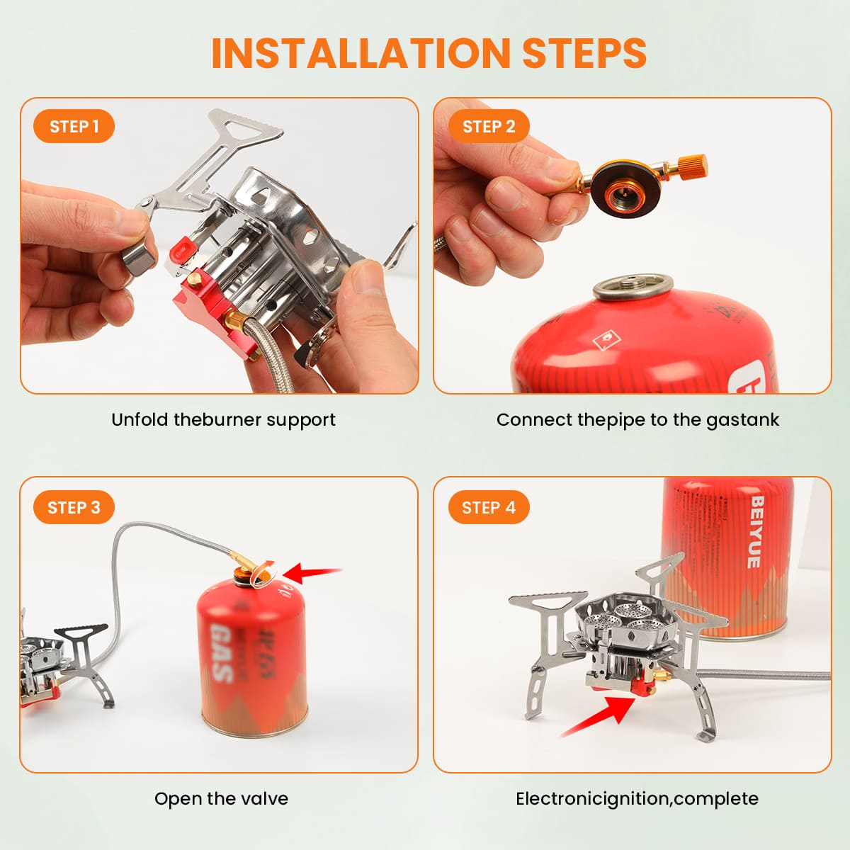 GEEKHOM 6800W Portable Camping Stove, Windproof, Foldable, Propane Adapter, Outdoor Cooking