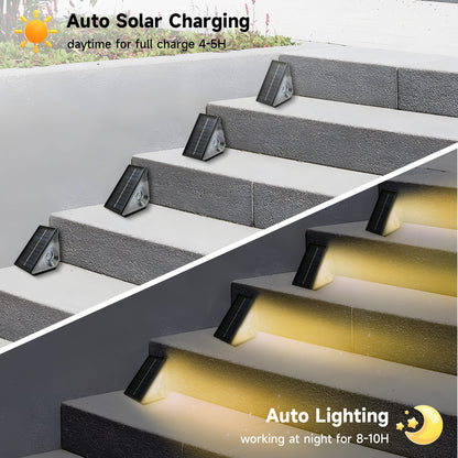 GEEKHOM Solar Step Lights, 12 Pack, Waterproof, Warm White & RGB, Auto-On/Off, for Outdoor