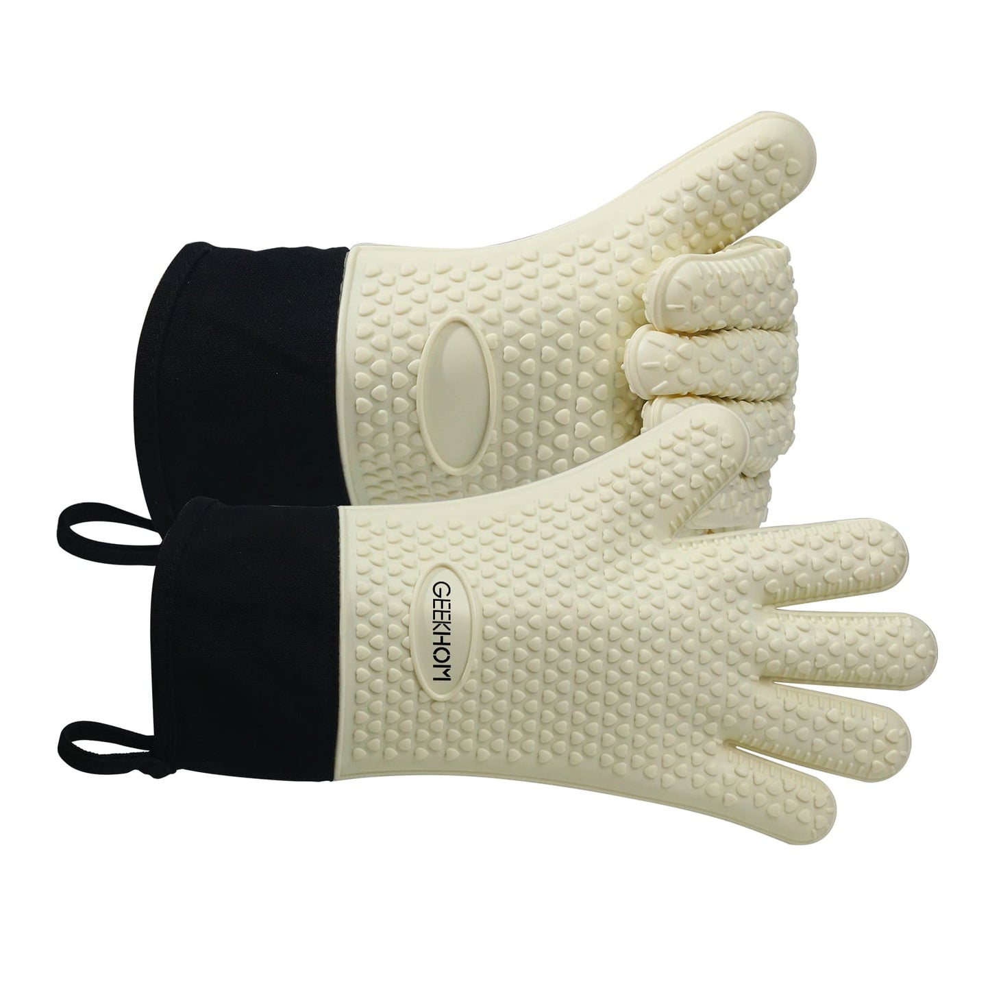 GEEKHOM BBQ Gloves, Heat Resistant, Silicone, Waterproof, Non-Slip, for Cooking
