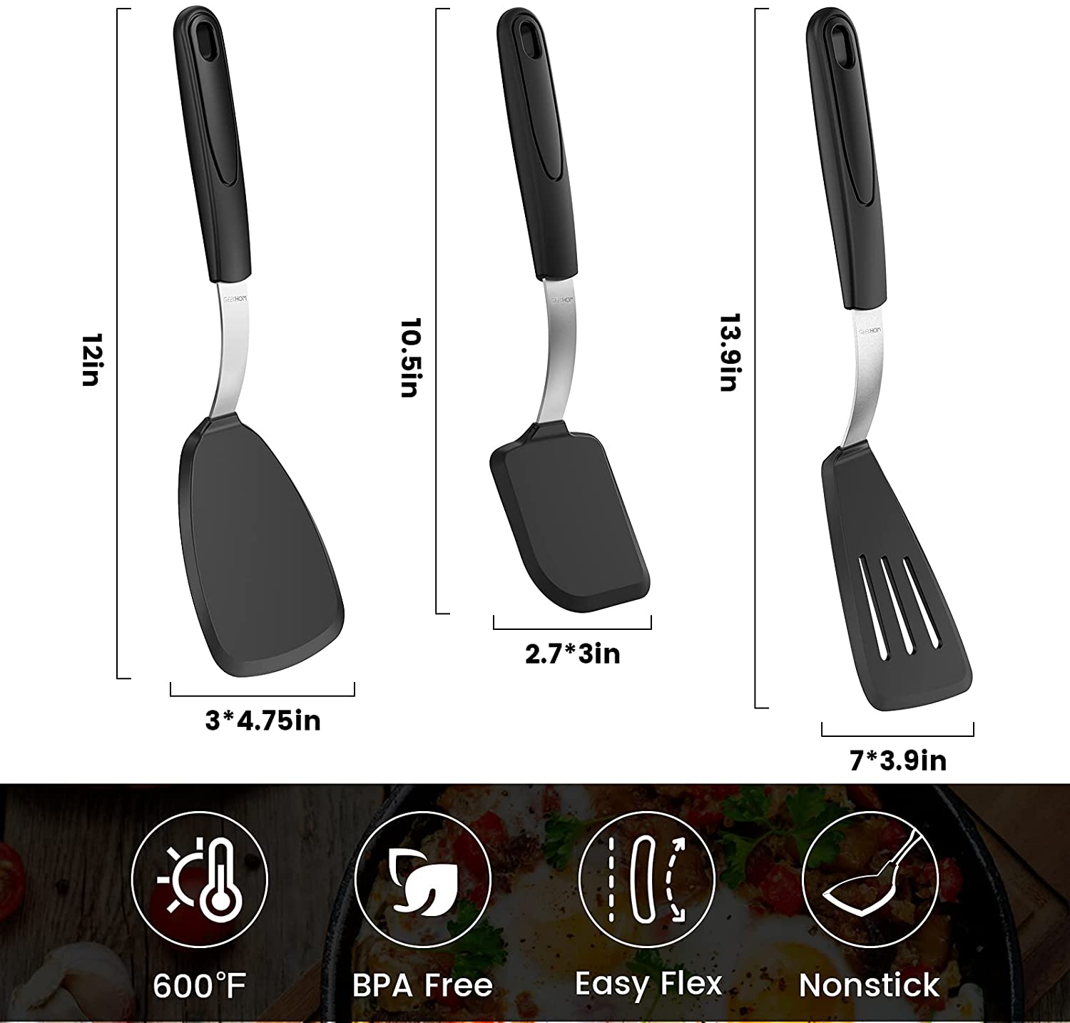 GEEKHOM Silicone Spatula Turner 2 Pack for Nonstick Cookware,600°F Heat  Resistant Flexible Kitchen S…See more GEEKHOM Silicone Spatula Turner 2  Pack